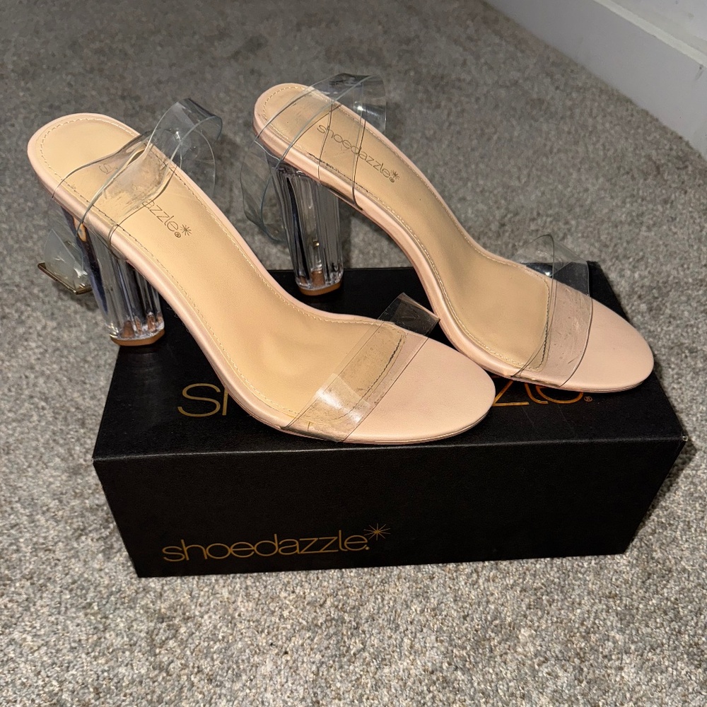 Shoedazzle - Beige/clear heel
